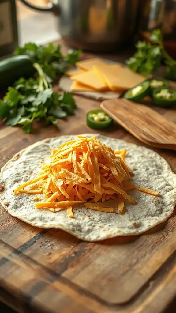 cheese layered on tortilla cheese layered on tortilla