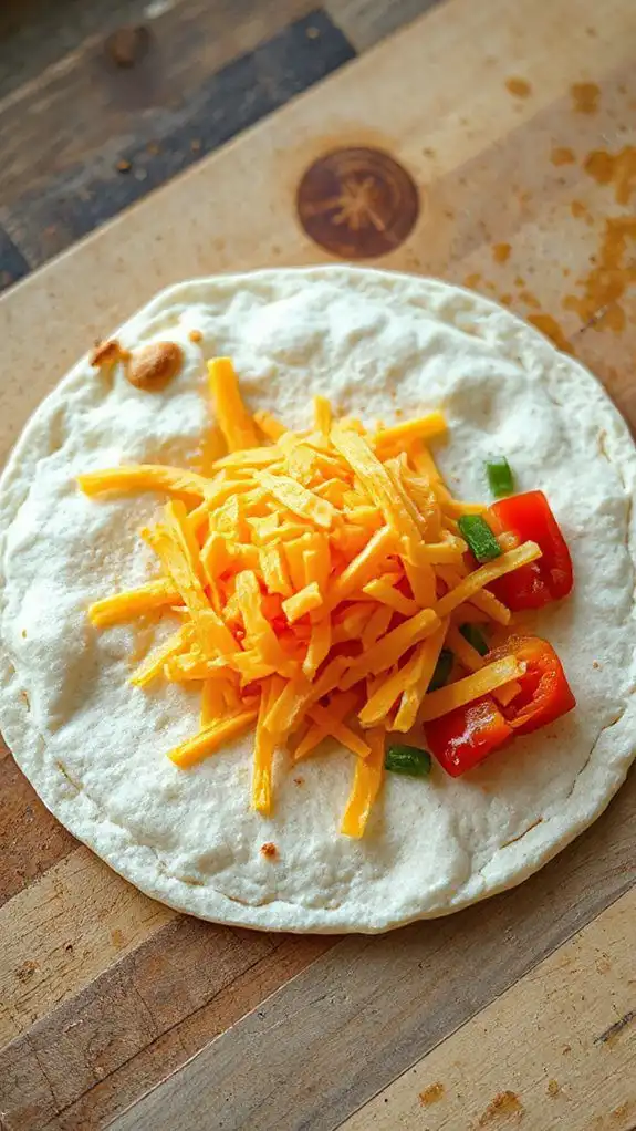 cheese placed on tortilla cheese placed on tortilla