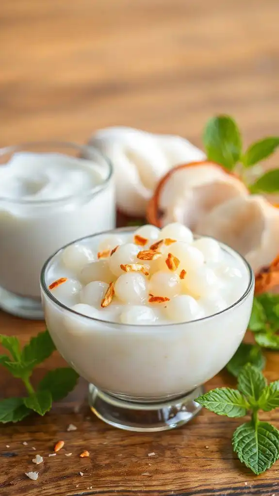 chewy coconut lychee dessert