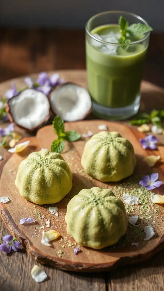 chewy matcha coconut treats chewy matcha coconut treats