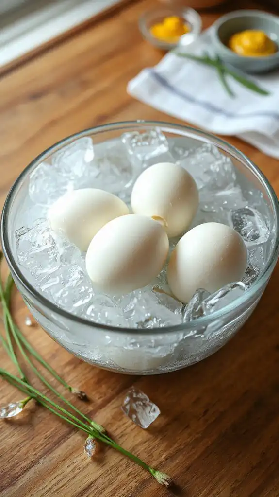 chill eggs in ice