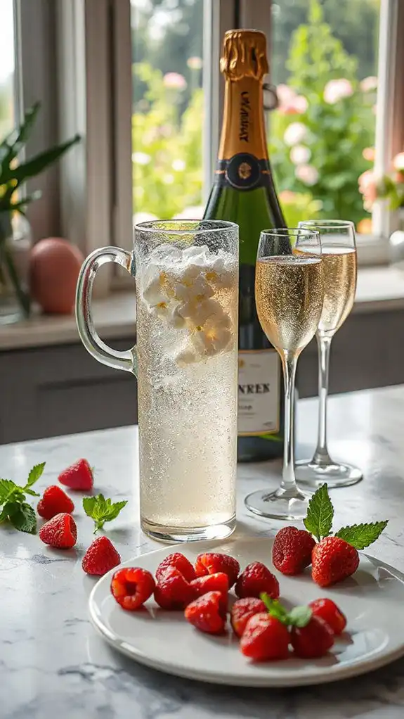chilled champagne elderflower mix