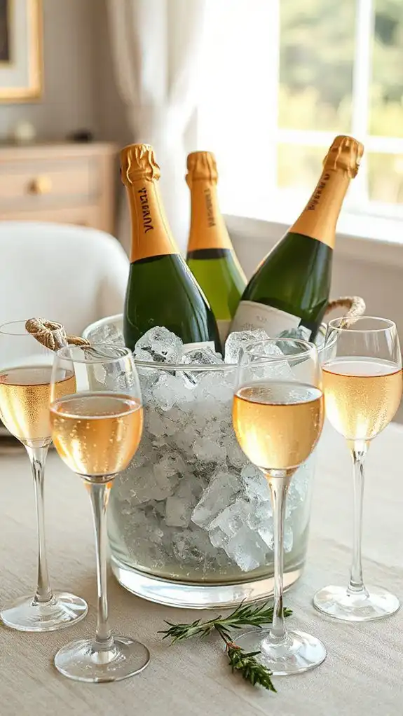 chilled prosecco with glassware