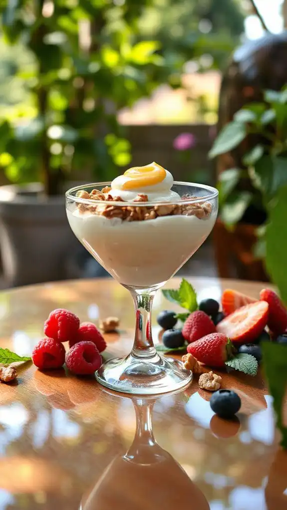 chilled yogurt walnut mousse