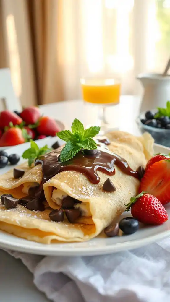 chocolate chip cheesecake crepes