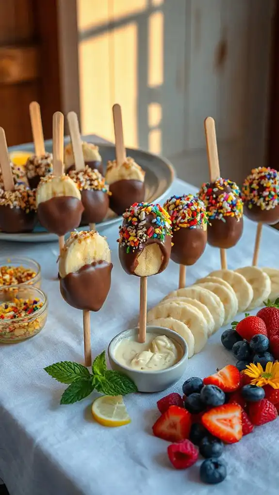 chocolate coated banana pops