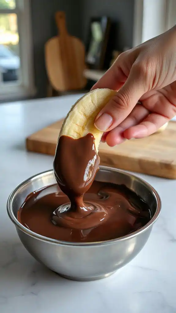 chocolate dipped sliced bananas chocolate dipped sliced bananas