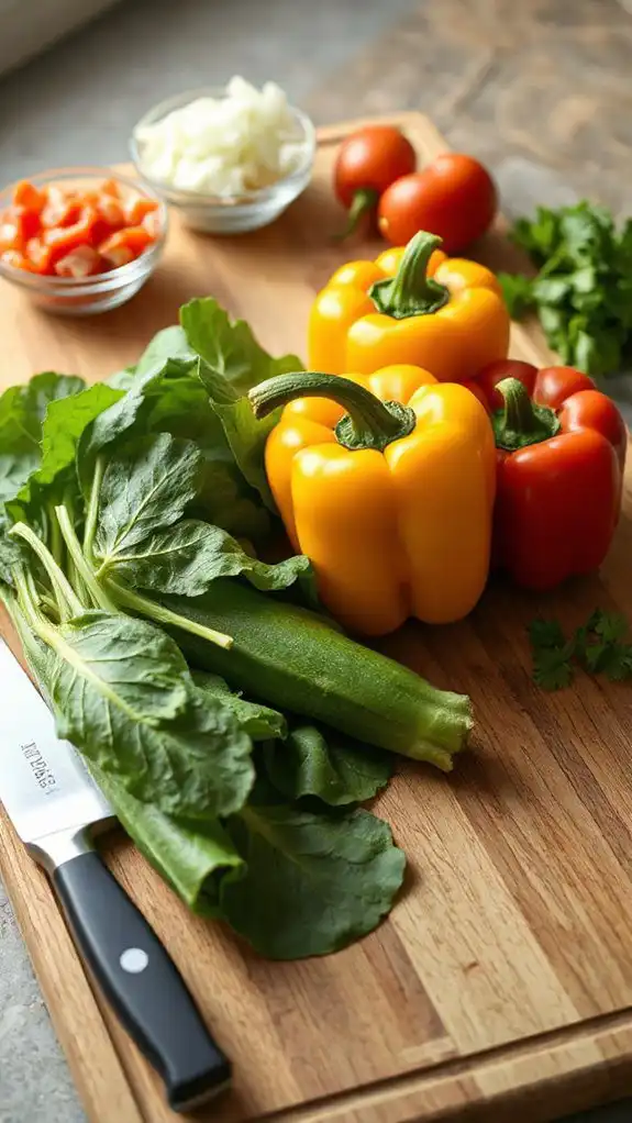 chop and prepare vegetables
