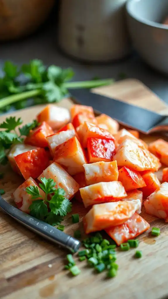 chop fresh lobster meat