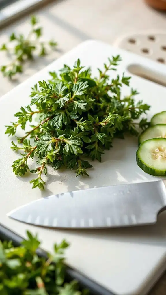 chop fresh thyme leaves