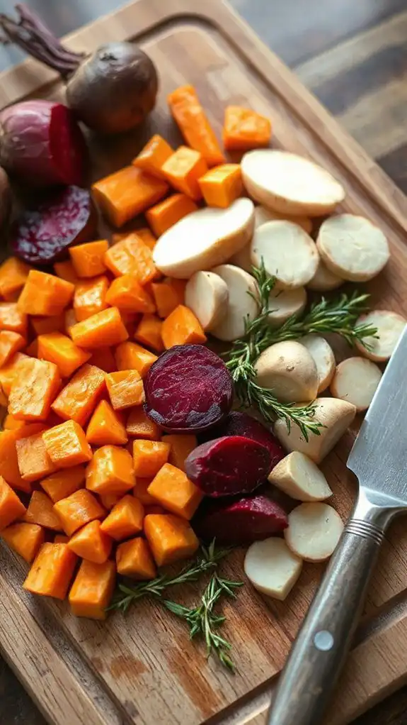 chop vegetables into pieces
