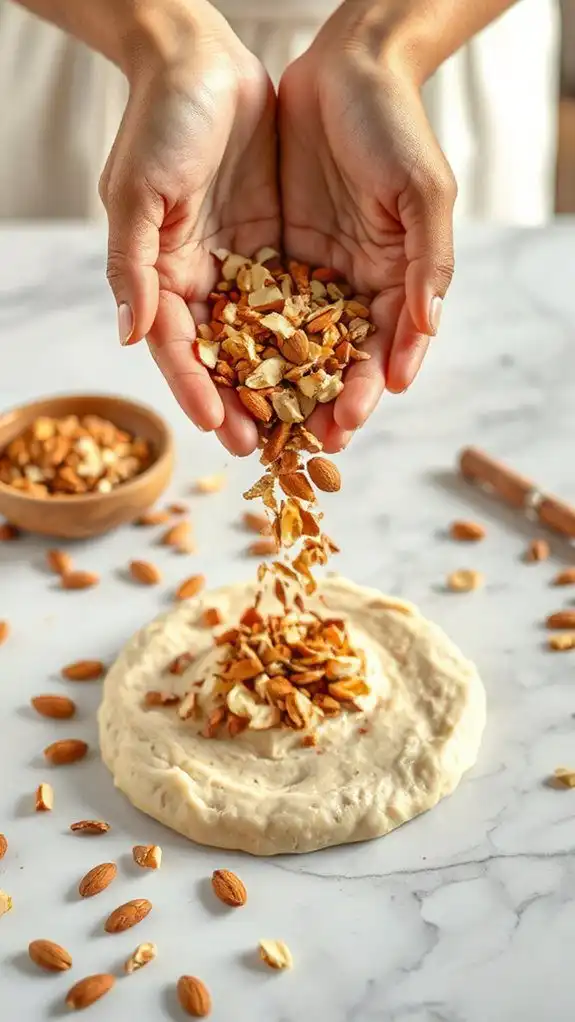chopped almonds enhance desserts