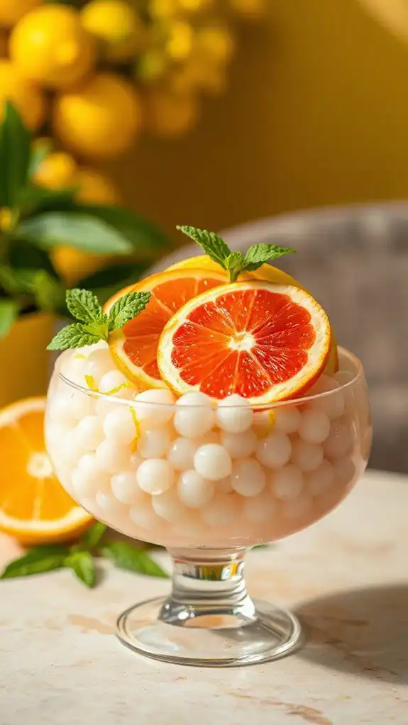 citrus infused tapioca dessert