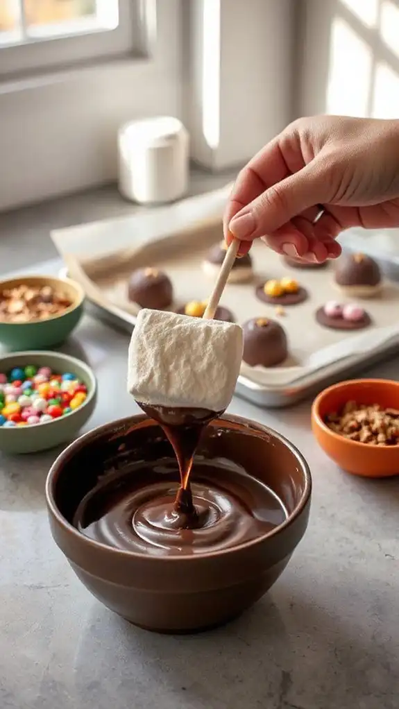 coat marshmallows with chocolate coat marshmallows with chocolate