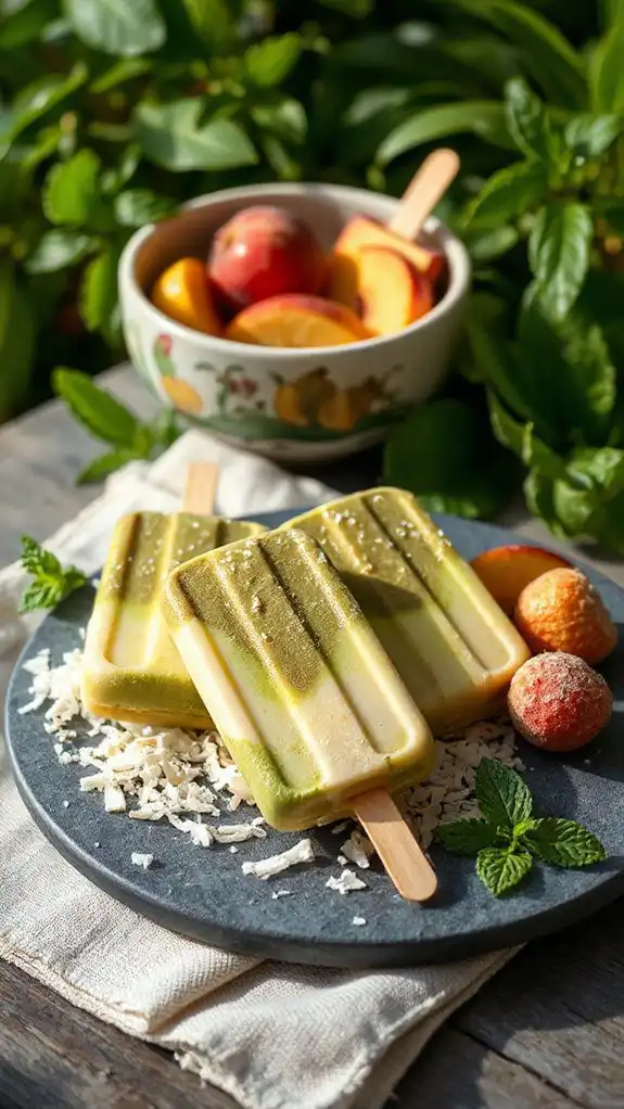 coconut matcha vegan popsicles