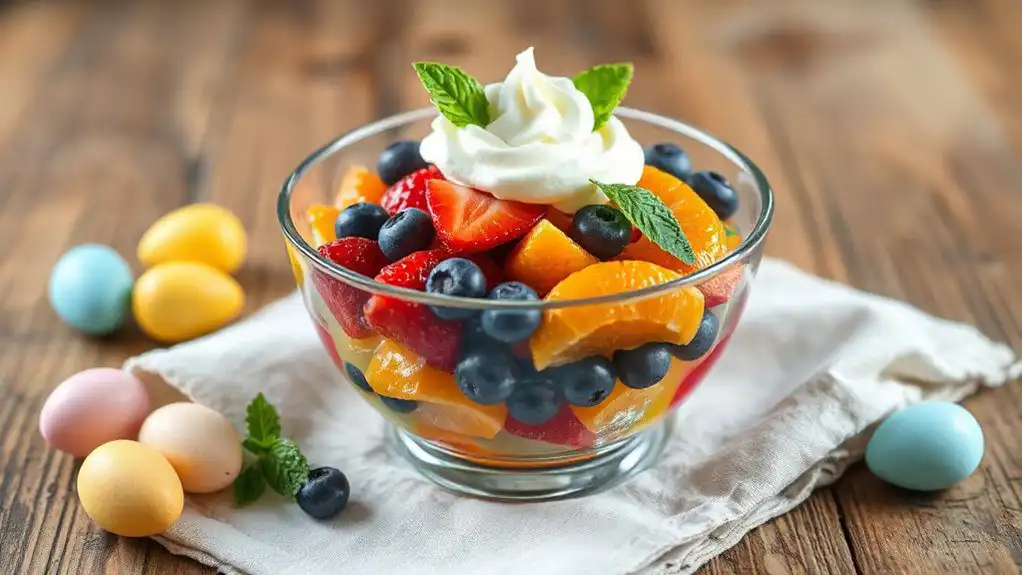 colorful fruit filled jello salad
