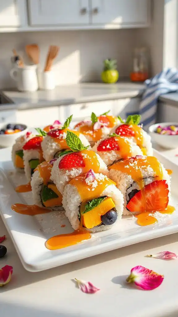 colorful fruity dessert sushi colorful fruity dessert sushi
