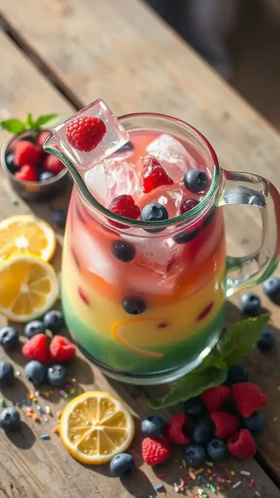 colorful ice cube layering