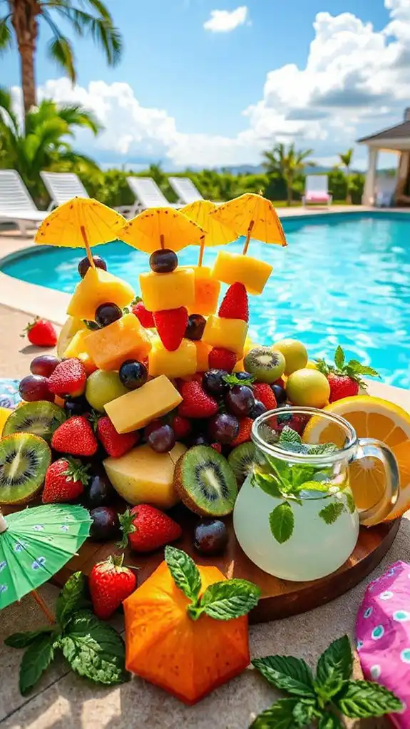 colorful summer fruit skewers