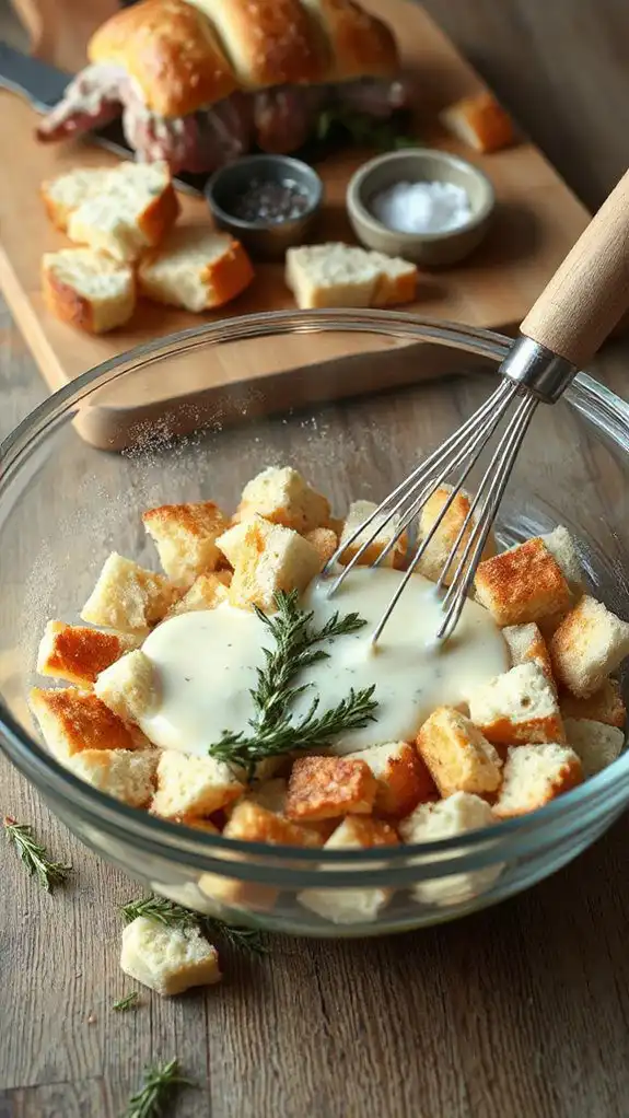 combine bread with custard