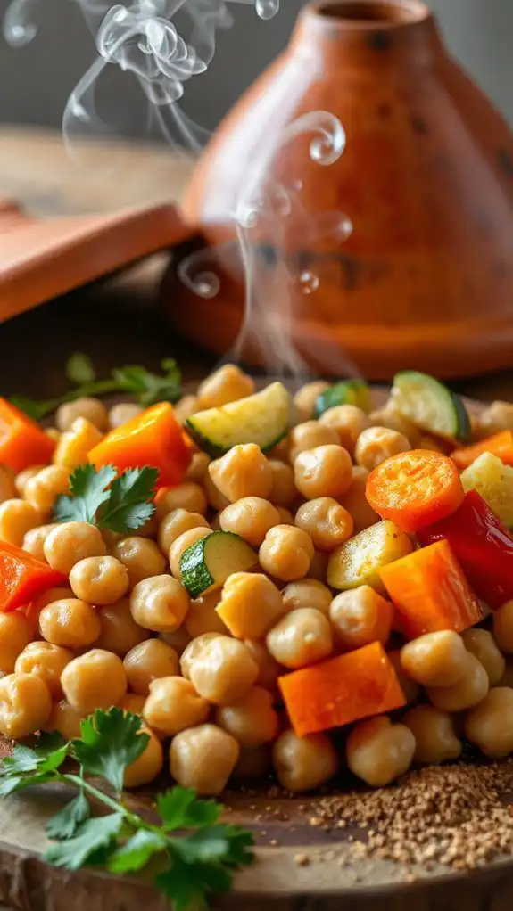 combine chickpeas with vegetables