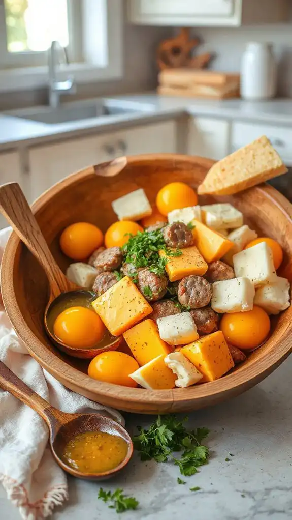 combine components in bowl