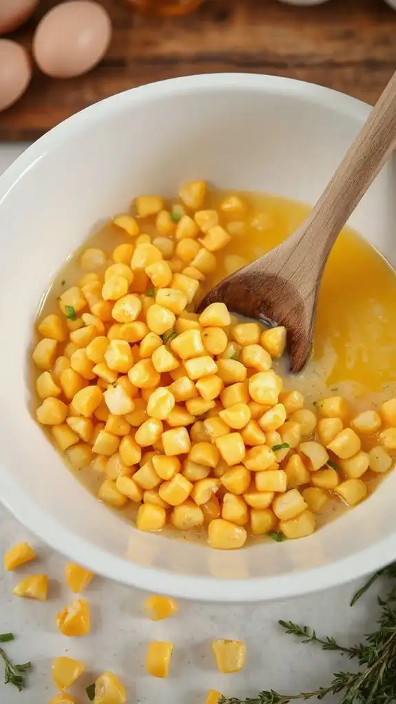 combine corn and eggs