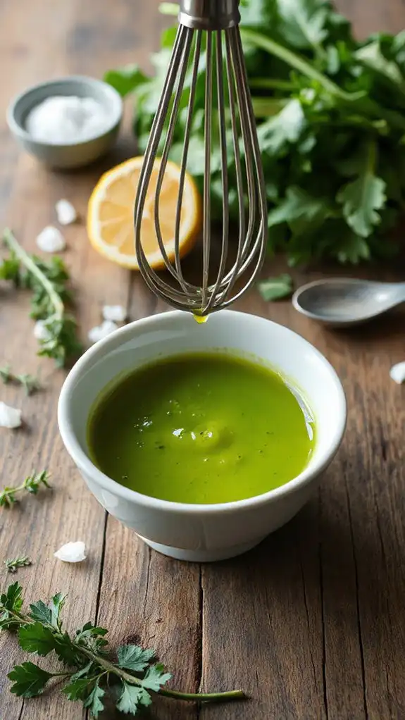 combine dressing ingredients thoroughly