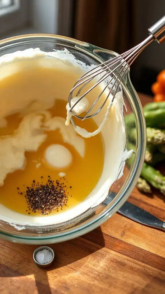 combine eggs and cream