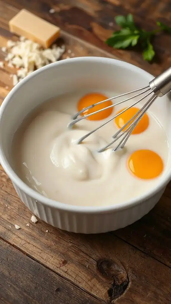 combine eggs with cream
