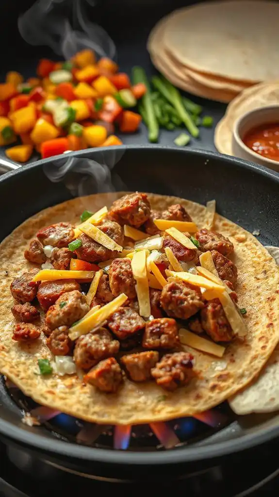 combine meat and cheese