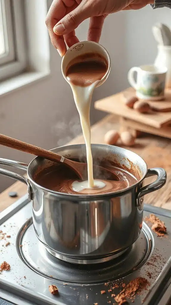 combine milk and mix