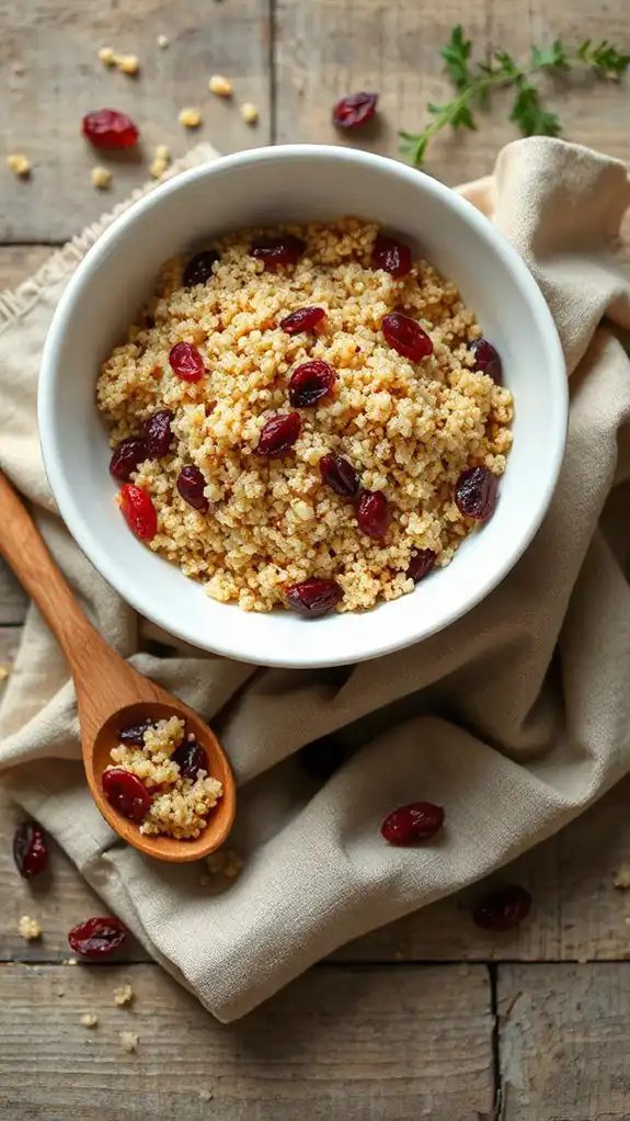 combine quinoa with cranberries