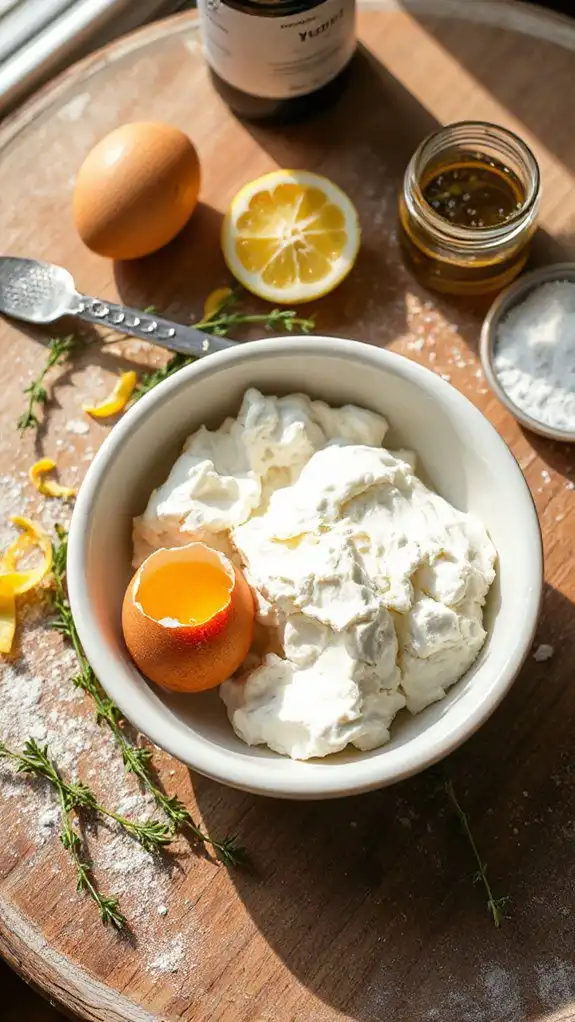 combine ricotta with eggs