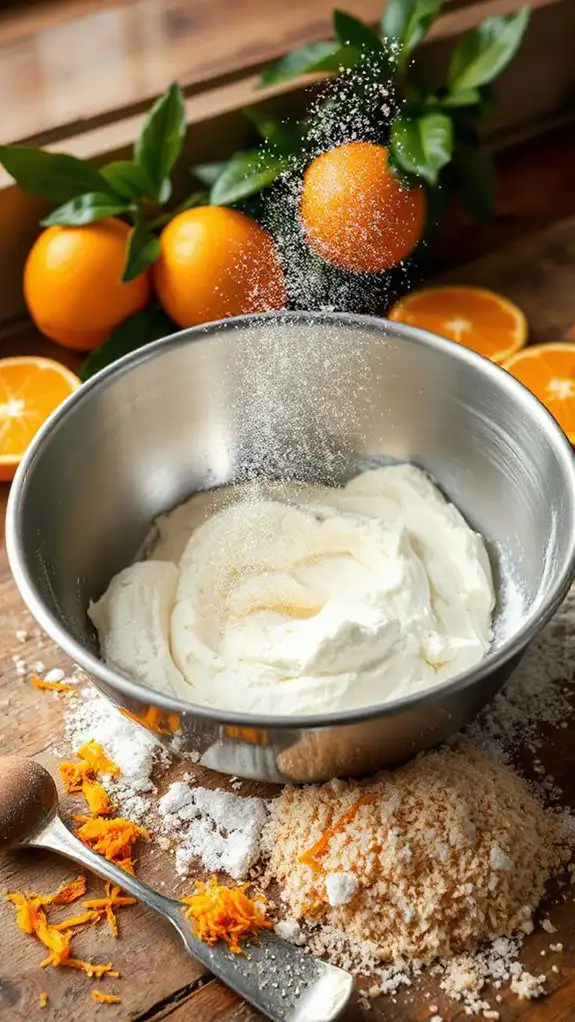 combine ricotta with sugar