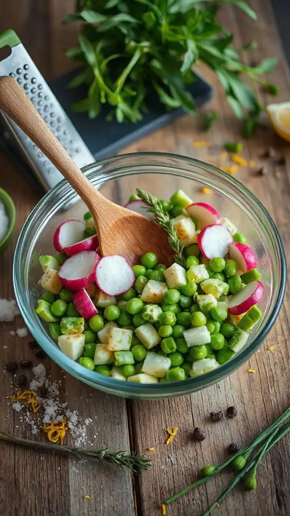 combine spices with vegetables
