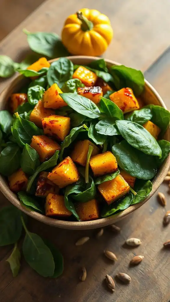 combine spinach and pumpkin