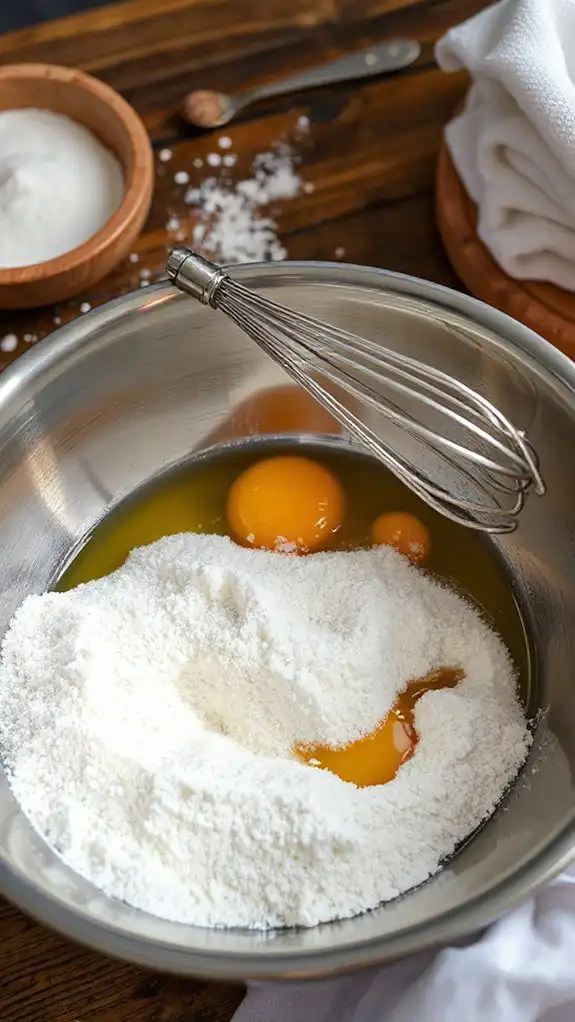 combine sugar with eggs