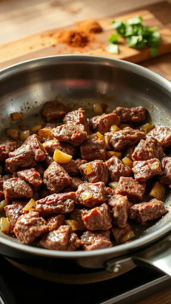 cook ground beef completely