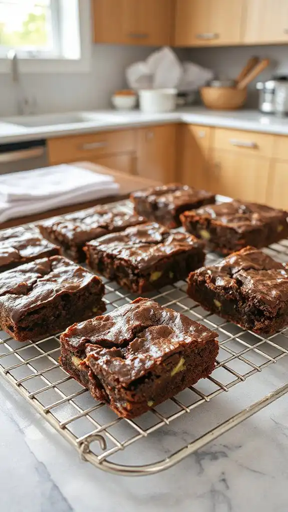 cool brownies on rack