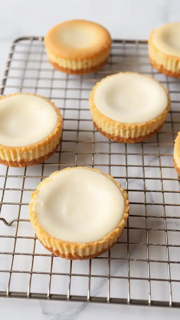 cool cheesecakes on rack