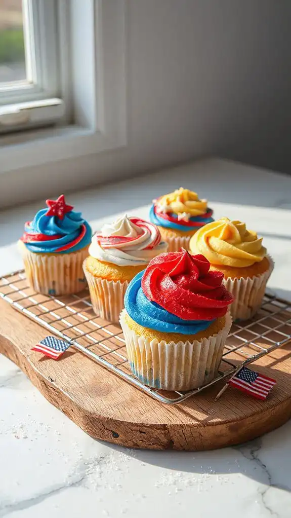 cool cupcakes on rack