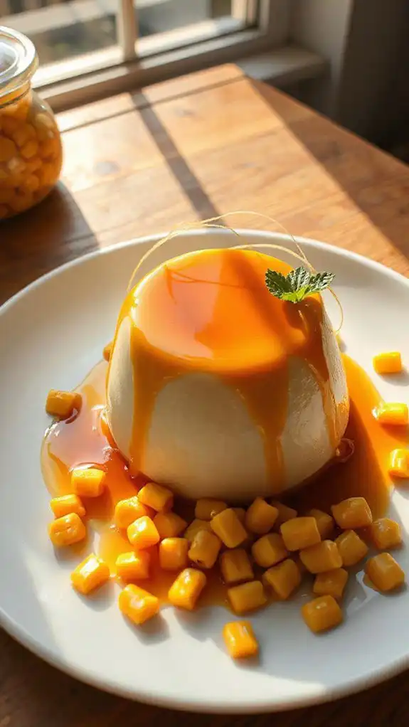 corn flan with caramel sauce