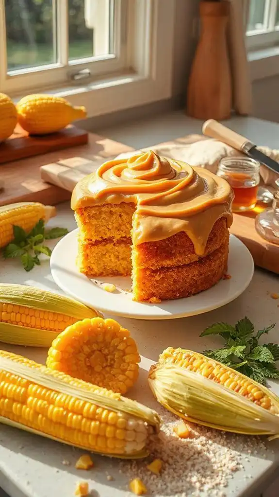 cornmeal cake with maple frosting