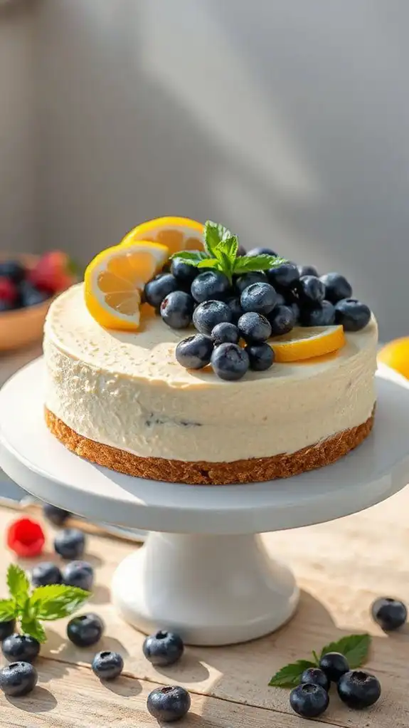 creamy blueberry lemon cheesecake