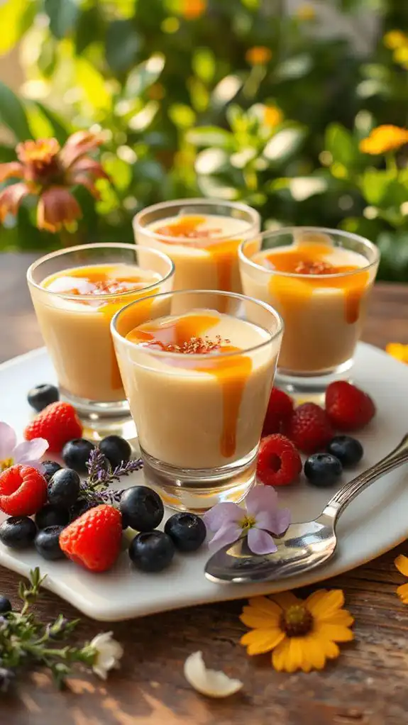 creamy custard with quaileggs