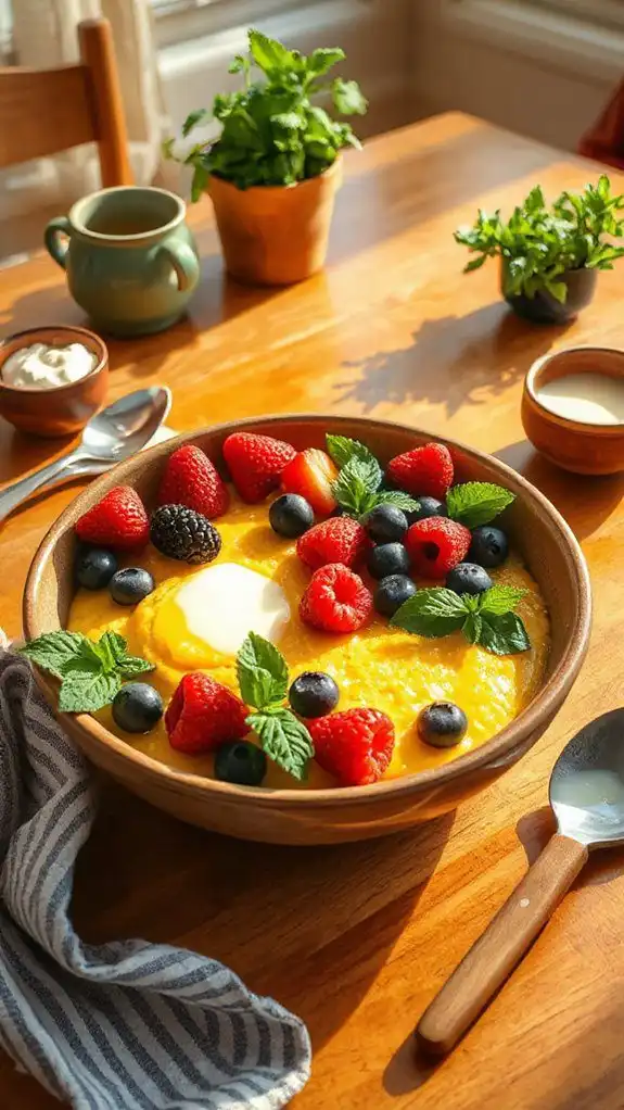 creamy polenta topped berries