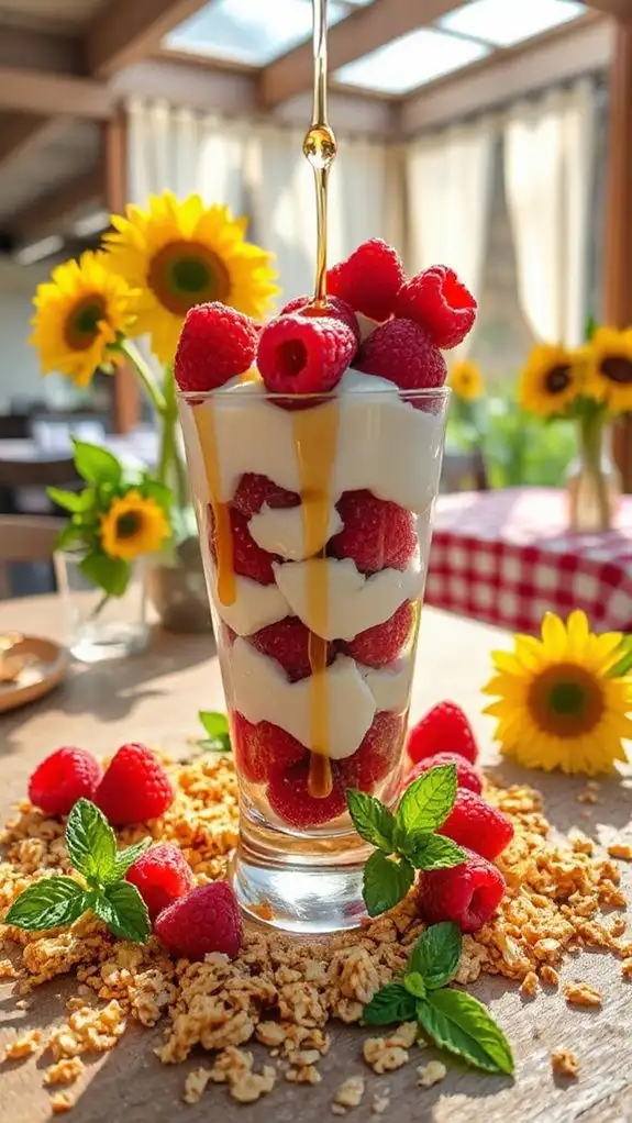 creamy raspberry honey parfait