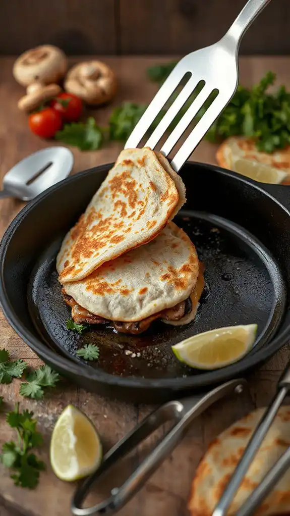 crisp quesadilla by flipping