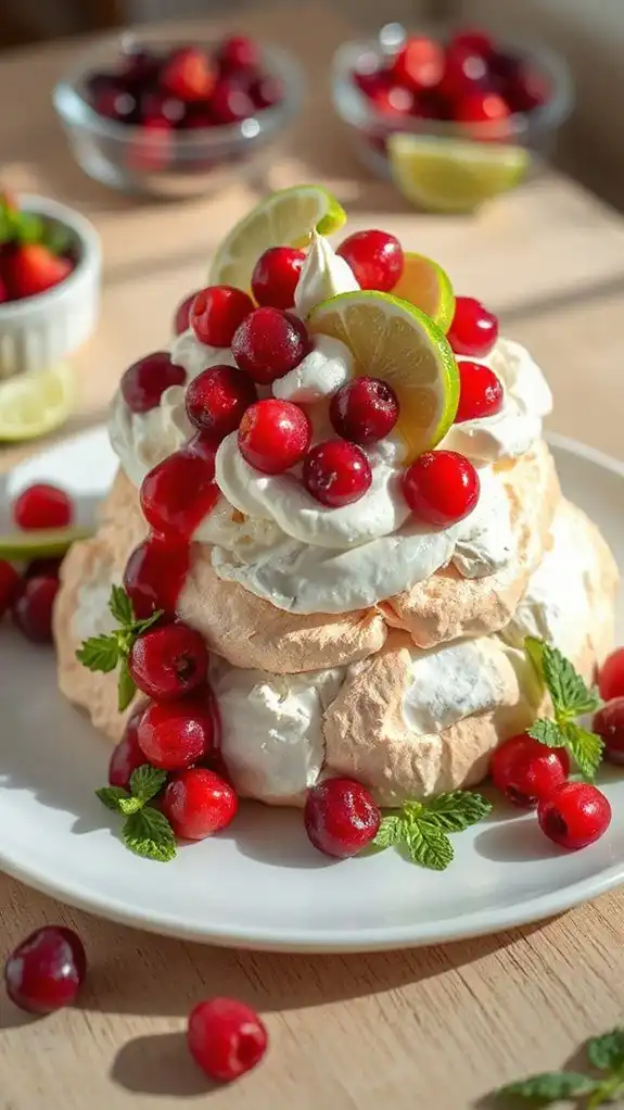 crispy meringue tart cranberries